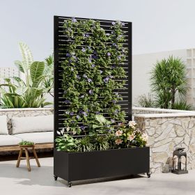 Metal Planter Box with Trellis Raised Garden Bed with 4 wheelsTrellis & Privacy Screen for Climbing Plants, Vegetables, Vines Metal Planter Box with Trellis Raised Garden Bed with 4 wheelsTrellis & Privacy Screen for Climbing Plants, Vegetables, Vines